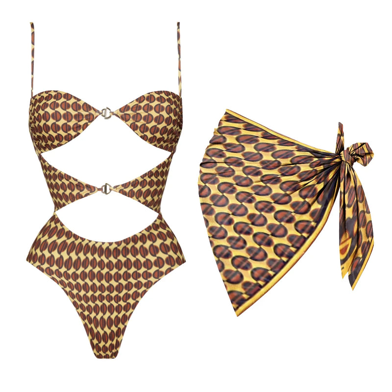 3Pcs Bandeau Biquini Women Sexy Bikini Women Swimsuit Printed Swimwear.