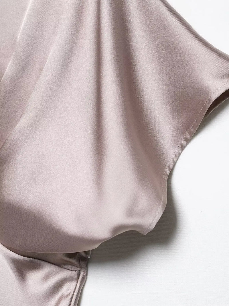 Women’s Sexy V Neck Satin Long Dress.