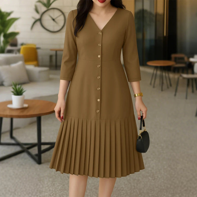 Women's Pleated Midi Dress.