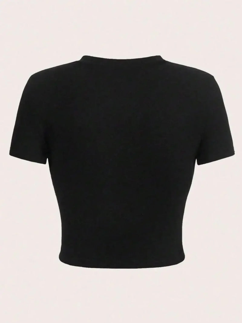 Simple Red Spider Prints Crop T-Shirt Street Cropped Navel Women.