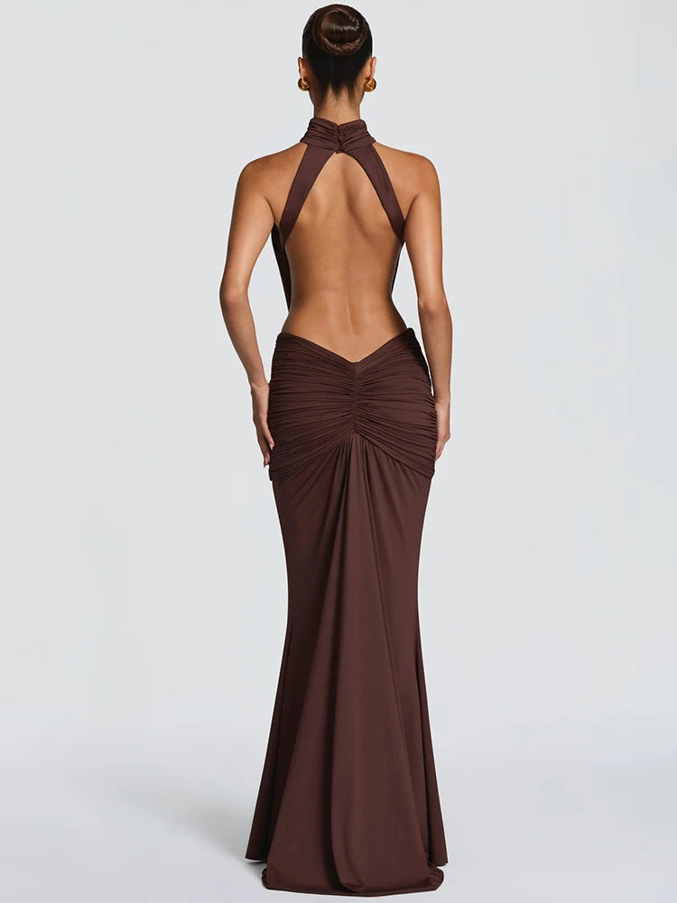 Mozision Turtleneck Backless Sexy Maxi Dress Women.