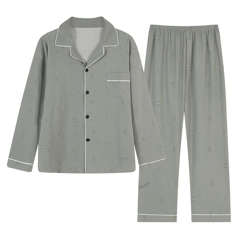 New Spring and Autumn Cloud Cotton Men's Pajamas.