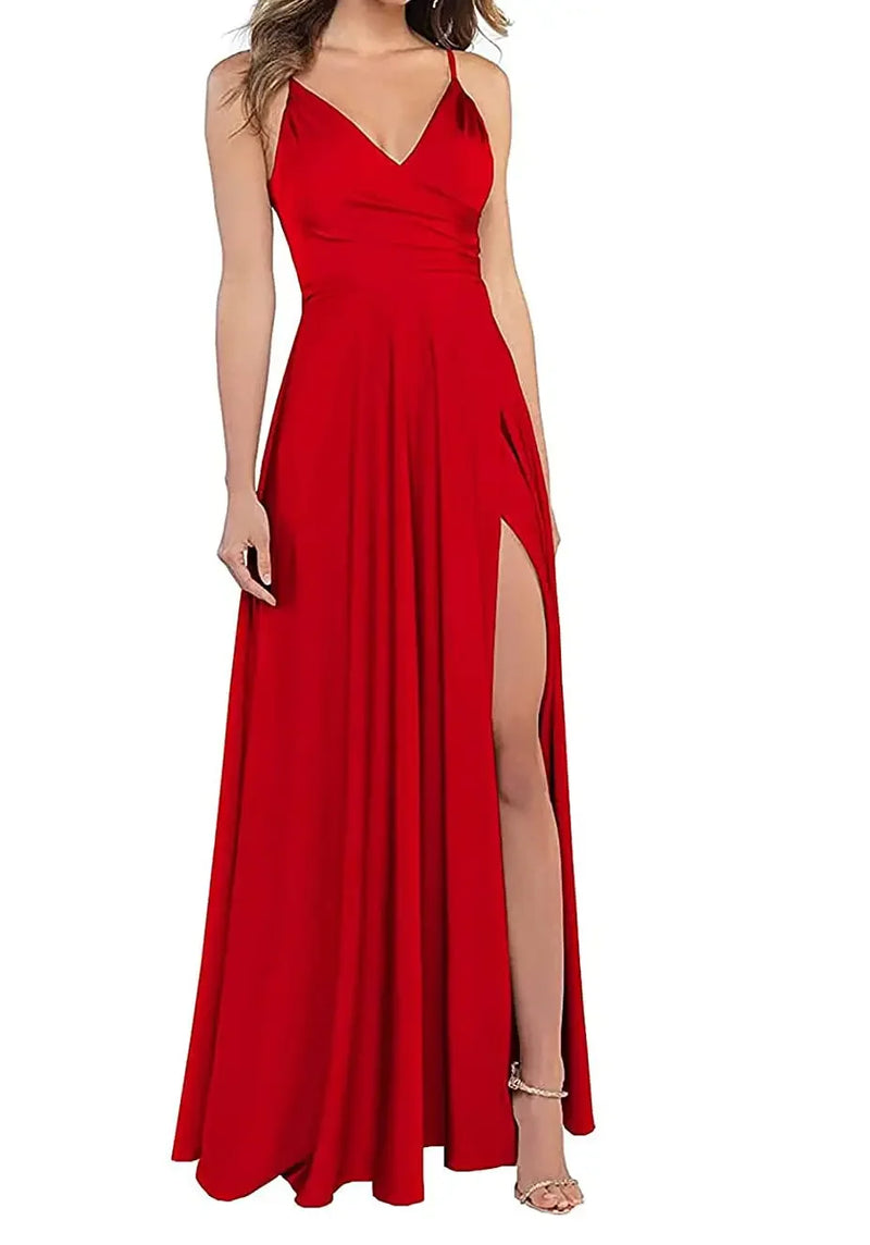Women's A-Line Bridesmaid Dresses for Wedding Formal Satin.