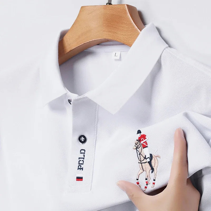 Men's Embroidered Casual Fashion Short Sleeved POLO Shirt Summer.