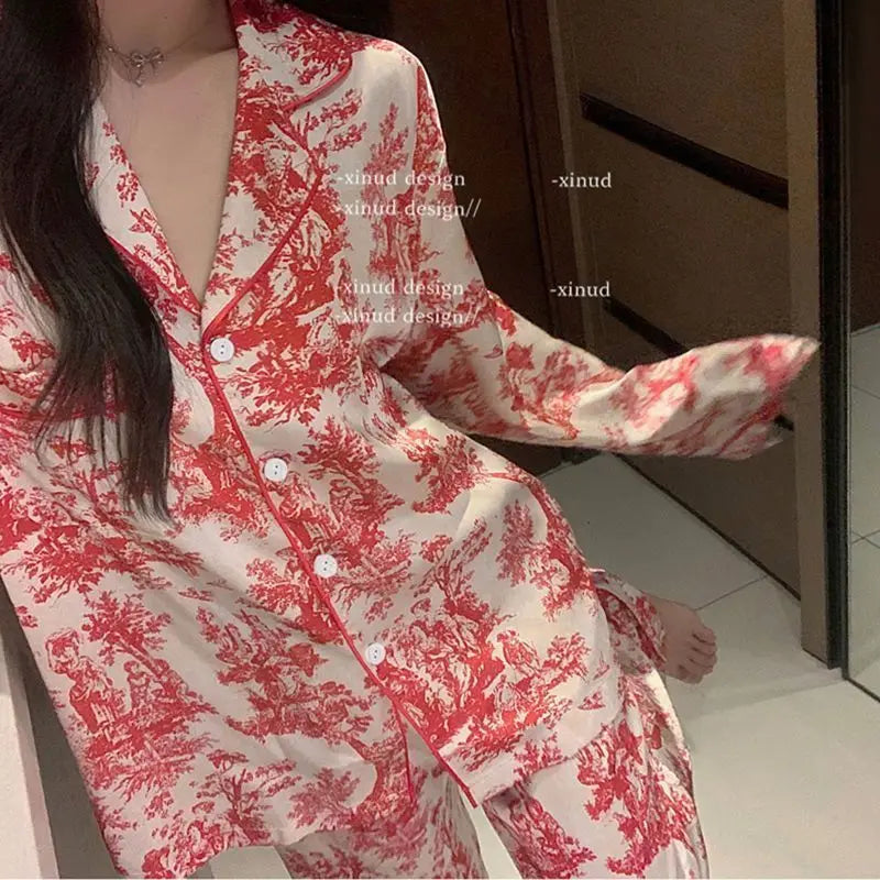 Long Sleeve Pajama Set Home Wear Set Big Size.