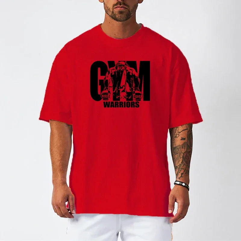 Summer Oversized Running T-shirts Mens Dropped Shoulder Half Sleeve Tee.