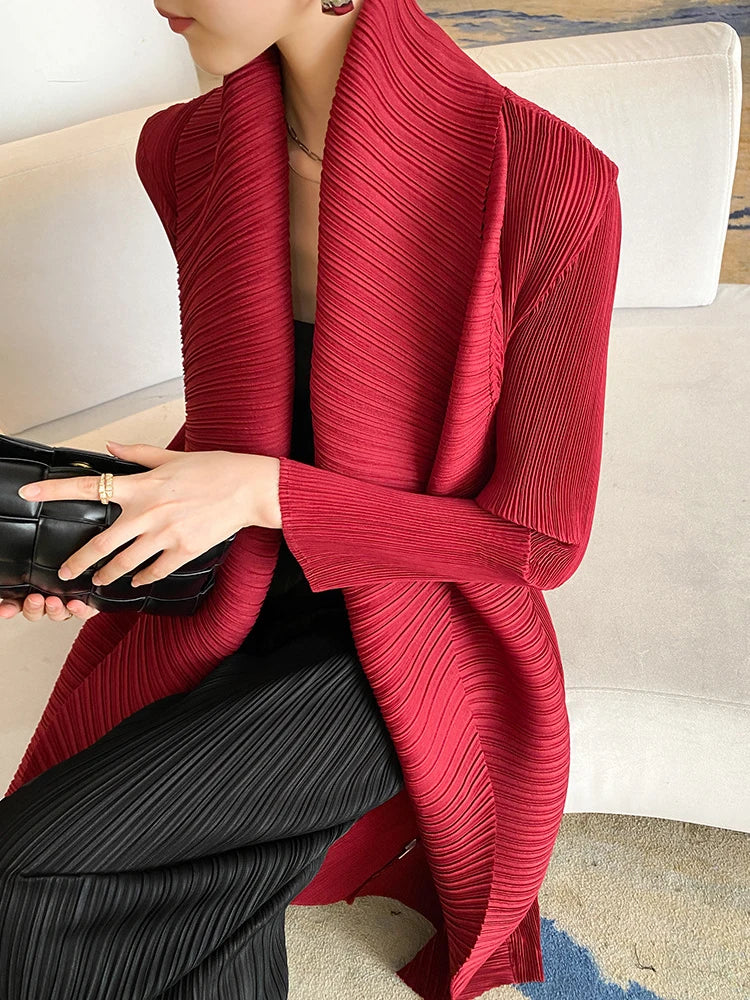 Miyake Pleated Women's Long Jacket.