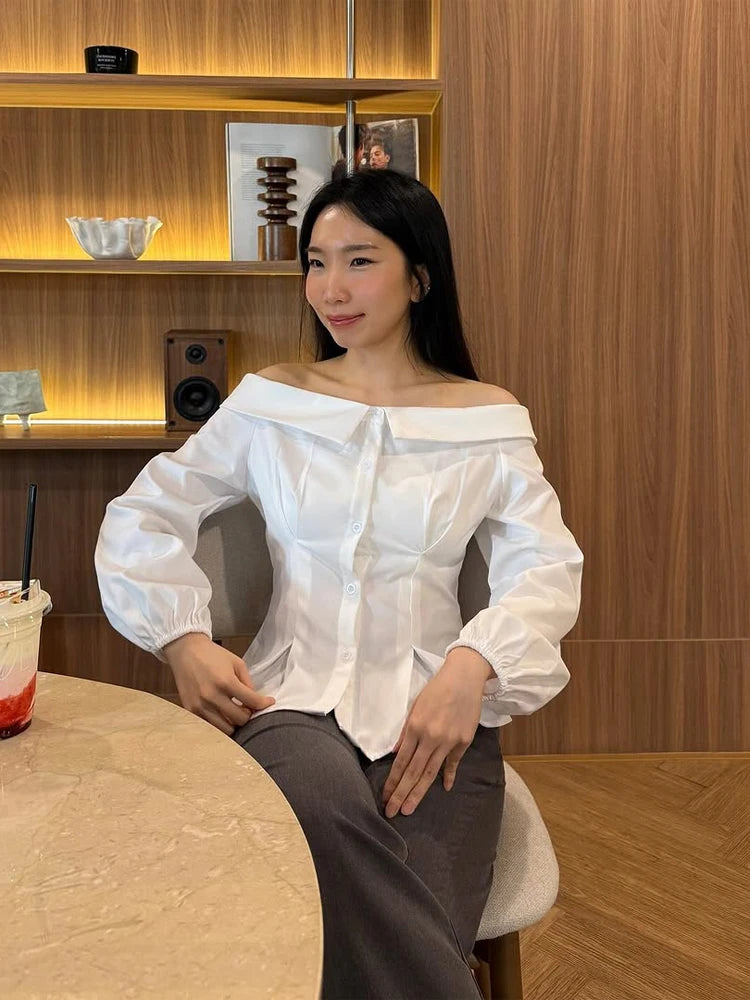 Women's White Tie Front Knot Blouse Elegant Sexy Shirt.