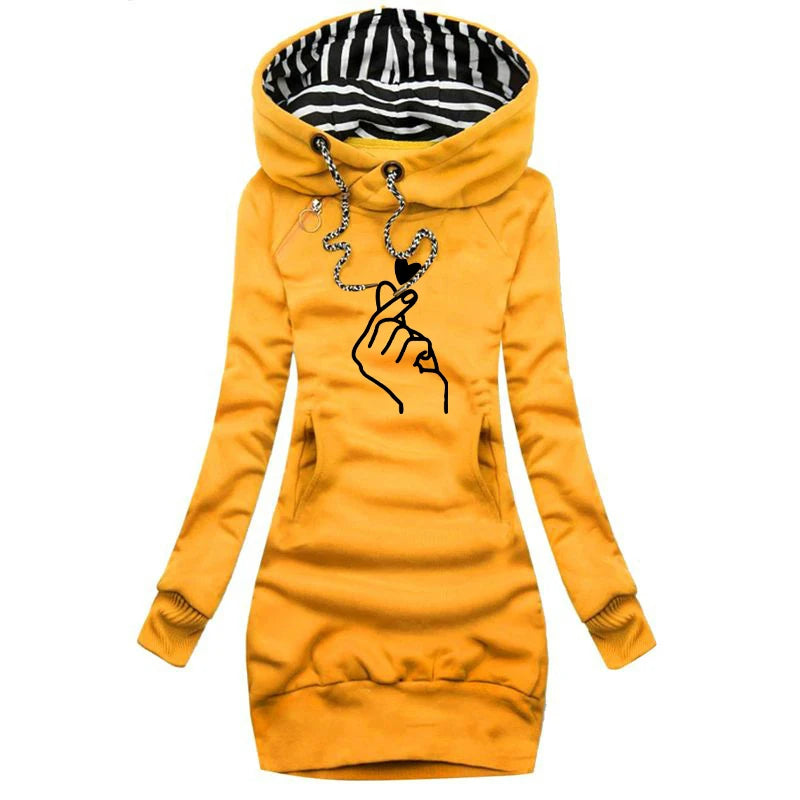 Women Sweater Dress Long Sleeve Hoodie Dress.