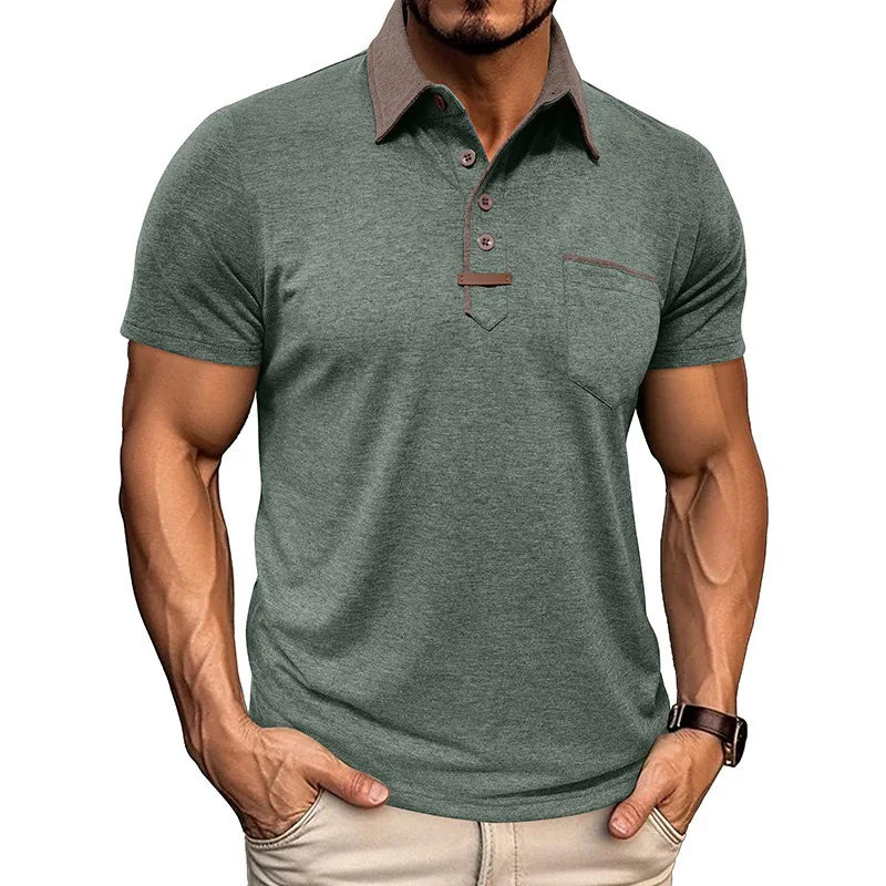 Man Polo Shirts Summer European and American Men's Short-sleeved Lapel T-shirt.