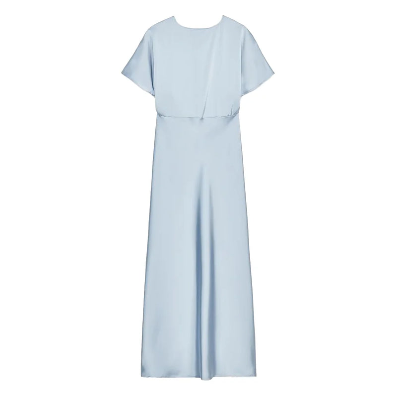 Women’s Sexy V Neck Satin Long Dress.
