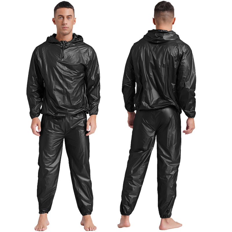 Mens Pullover Style PVC Sweating Suit for Boxing Gym Workout Fitness.