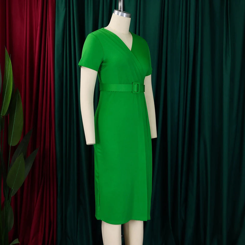 Classy Official Dresses for Ladies Elegant Bodycon Dress Short Sleeve.