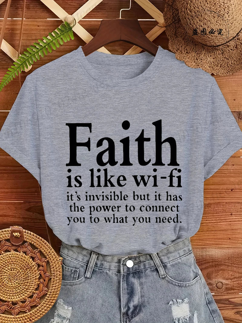 Summer Fashion Women's T-Shirts Faith Printed Women T-Shirts.
