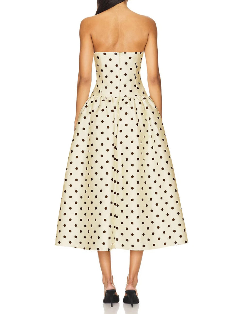 Solid Slimming Spliced Wave Point Elegant Dresses For Women.