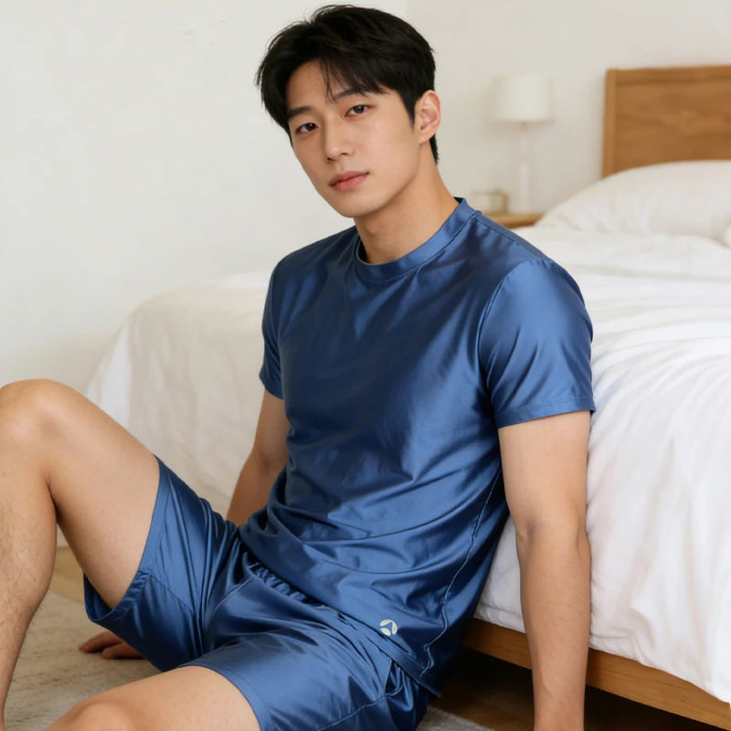 Men's spring and summer new pajamas two-piece.