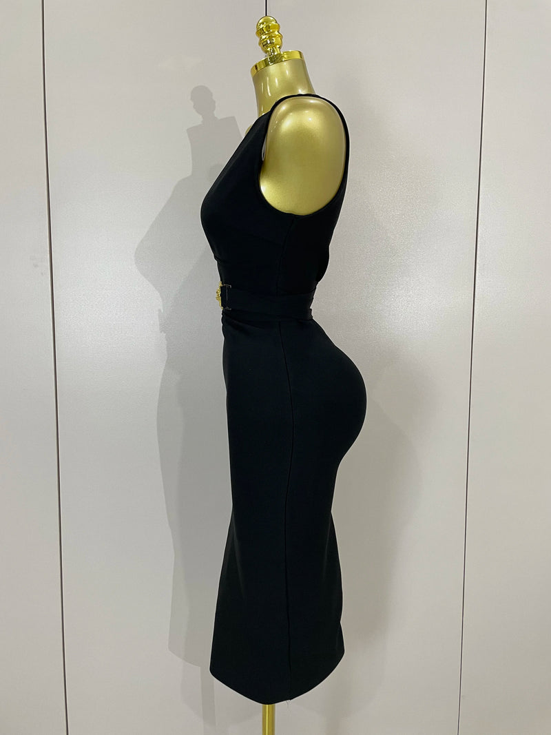 Women Elegance Sexy V-Neck Sleeveless Bodycon Bandage Dress.