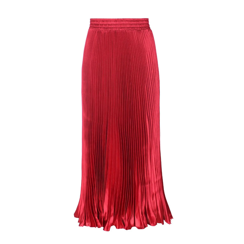 Women's Long Satin Metal Luster Pleated Skirt Half-length Accordion Skirt.