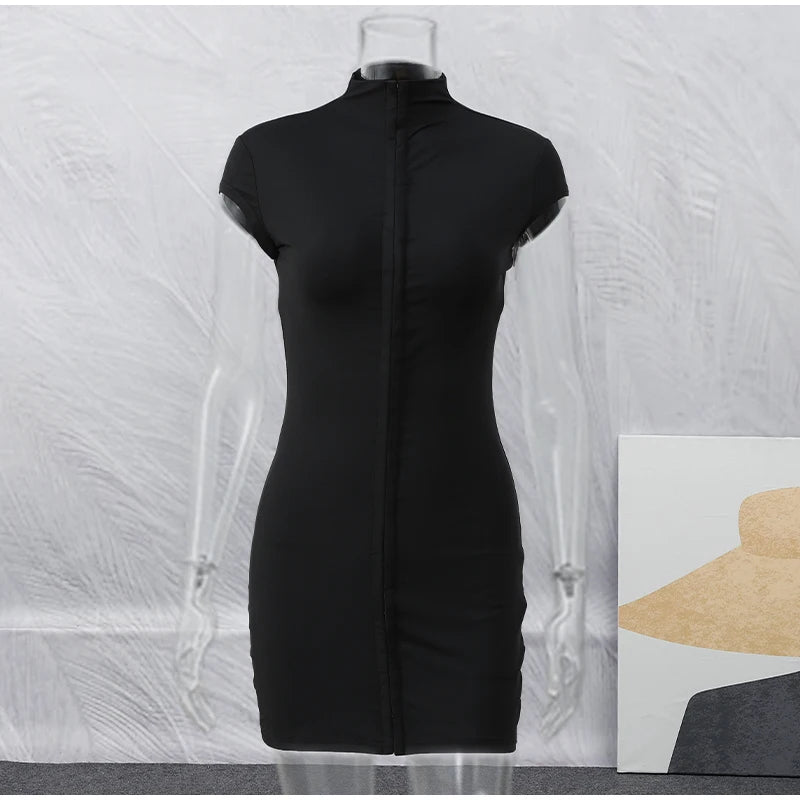 Kpop Black Hollow Out Mini Dress Women.