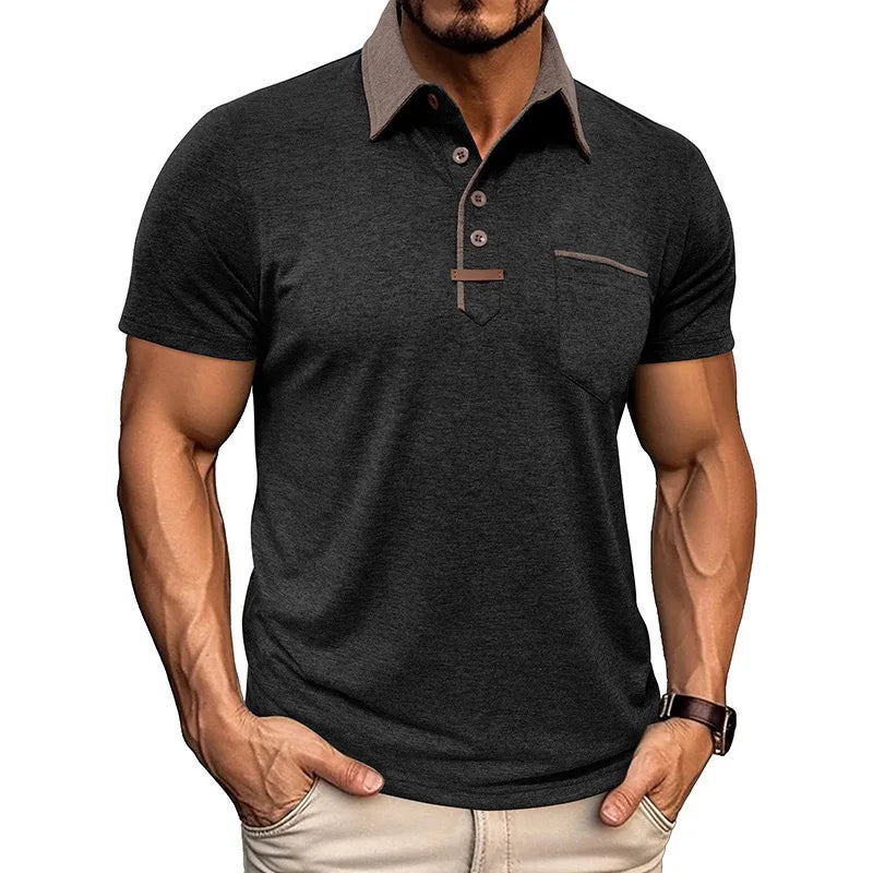 Man Polo Shirts Summer European and American Men's Short-sleeved Lapel T-shirt.