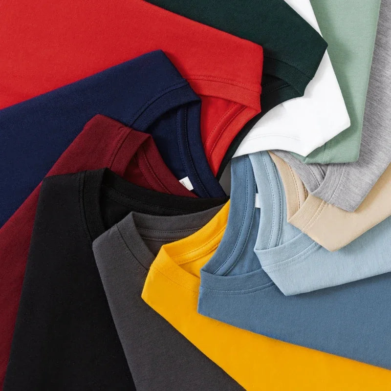 Men's Solid Color Round Neck Cotton Long Sleeved T-shirt.