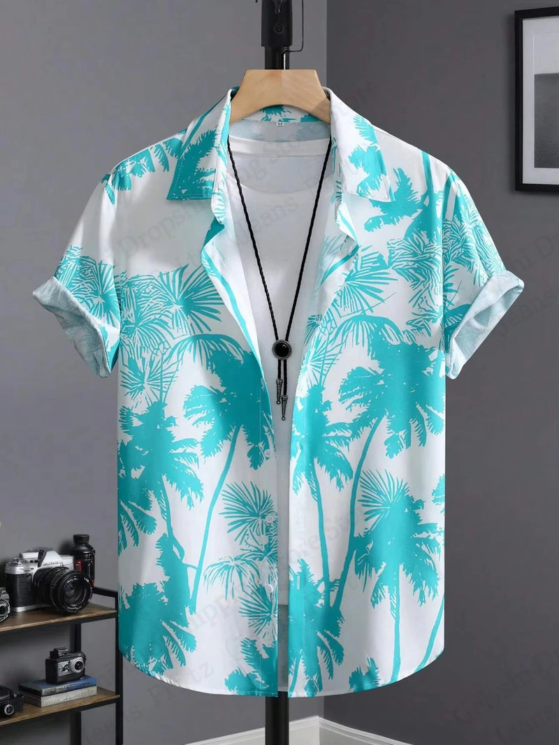 Summer Hawaiian Shirts Animal Palm Tree 3d Print Shirts Men.