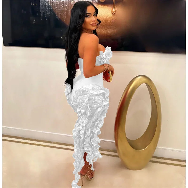 Elegant Ruffles Tassel Birthday Dress for Women.