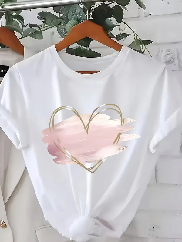 With Golden Relaxed Round Neck Breathable Medium Stretch Fabric Women's.