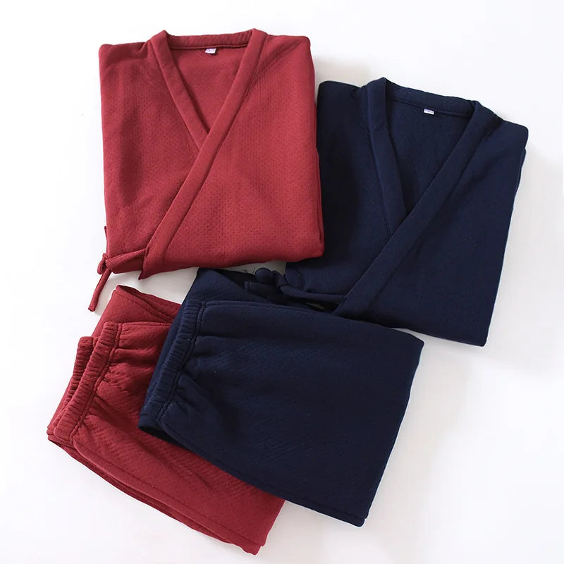 Men's Autumn Winter Pajama Sets Japanese Style.