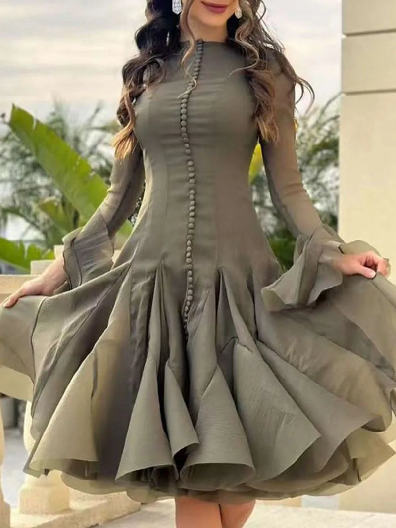 Women's Dress Irregular Pleated Patchwork Fashion.