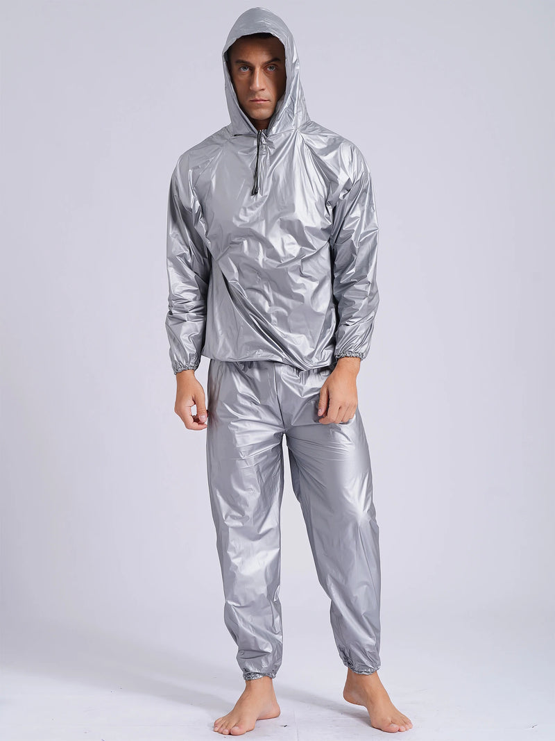 Mens Pullover Style PVC Sweating Suit for Boxing Gym Workout Fitness.