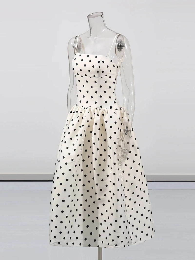 Solid Slimming Spliced Wave Point Elegant Dresses For Women.