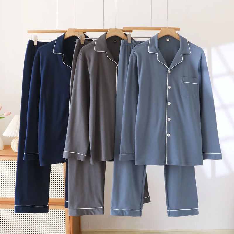 Thick sleepwear Long sleeved long pants for Men Pajamas Sleepwear.