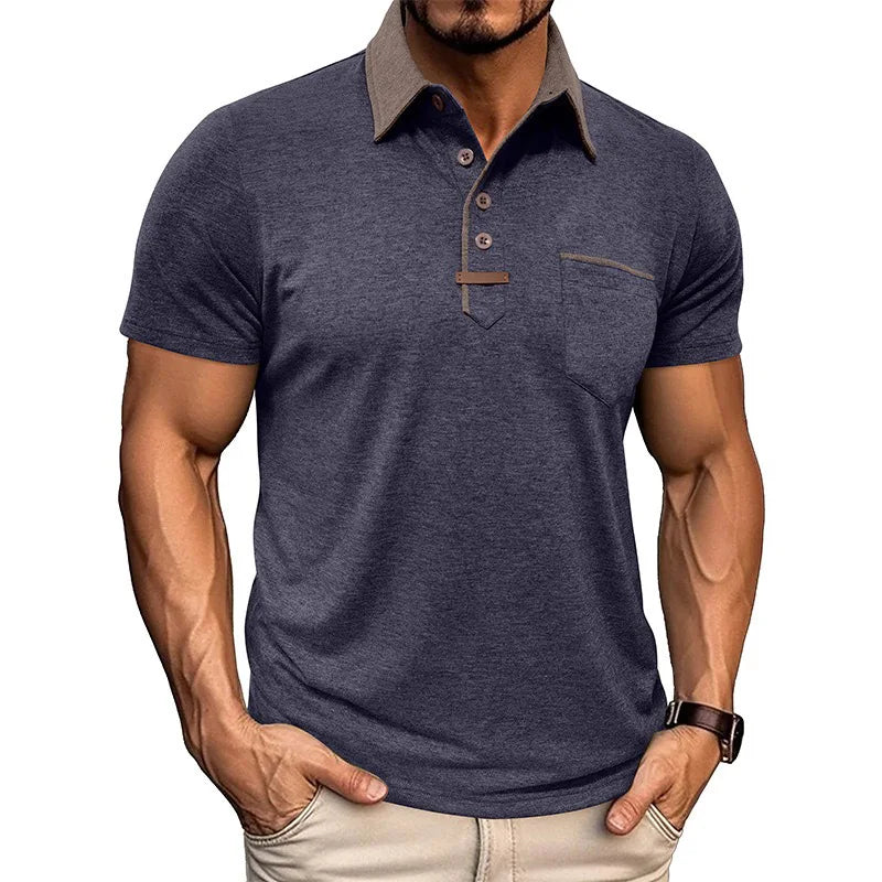 Man Polo Shirts Summer European and American Men's Short-sleeved Lapel T-shirt.