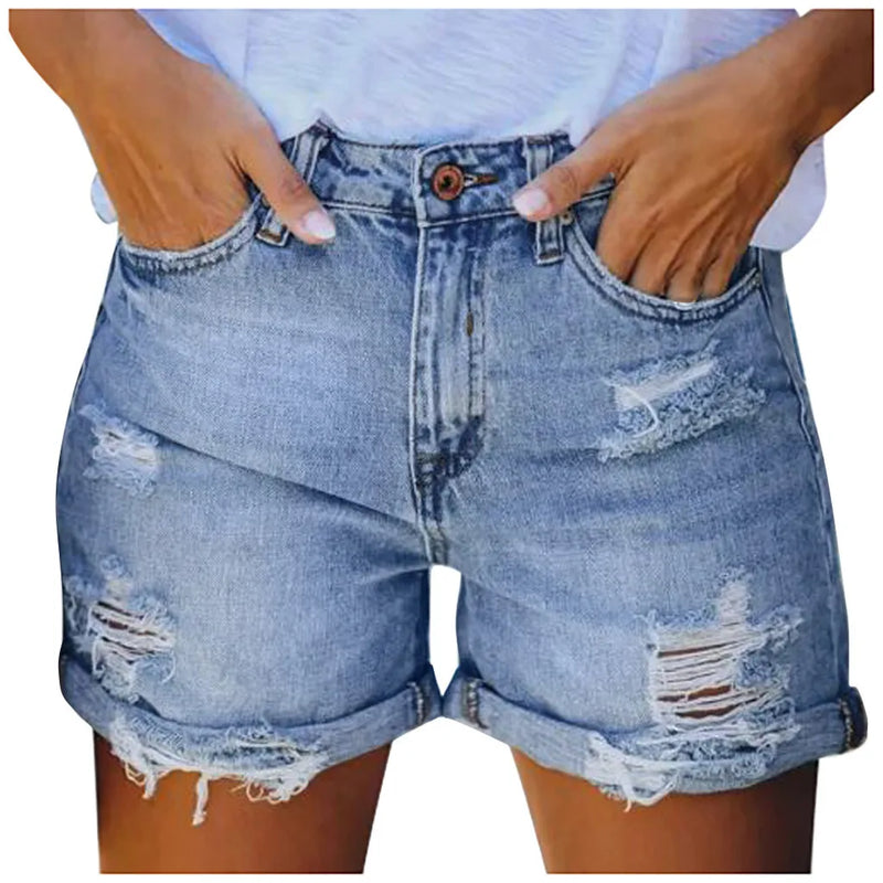 Summer Womens Jeans Shorts Pocket Denim Pants Female.