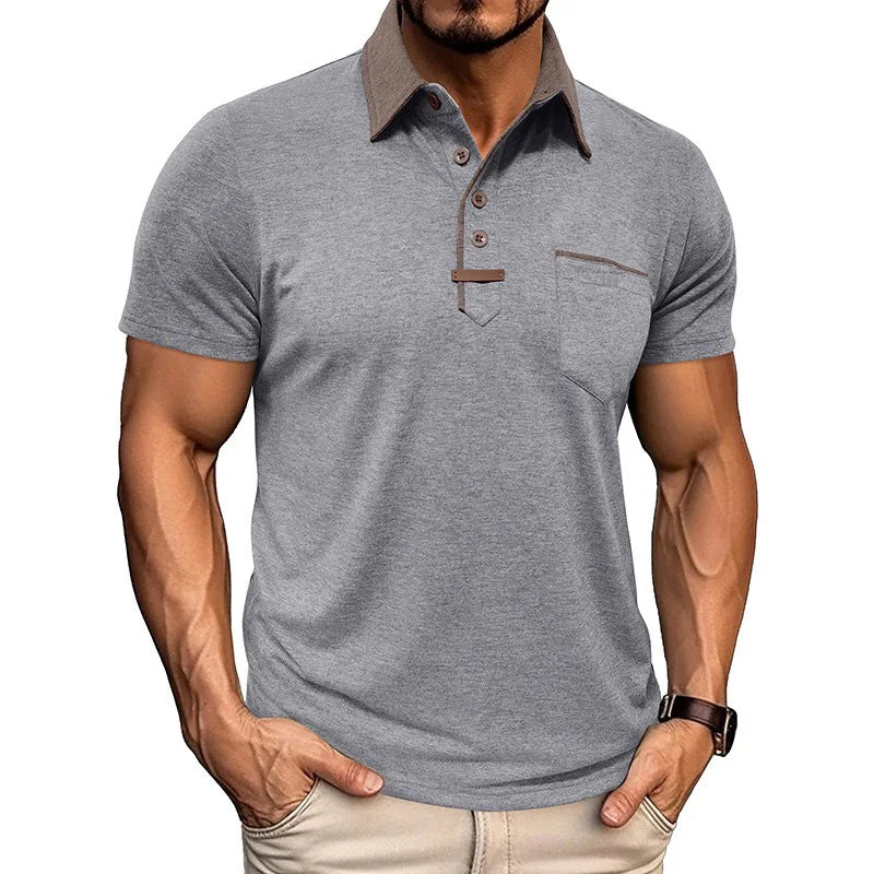 Man Polo Shirts Summer European and American Men's Short-sleeved Lapel T-shirt.