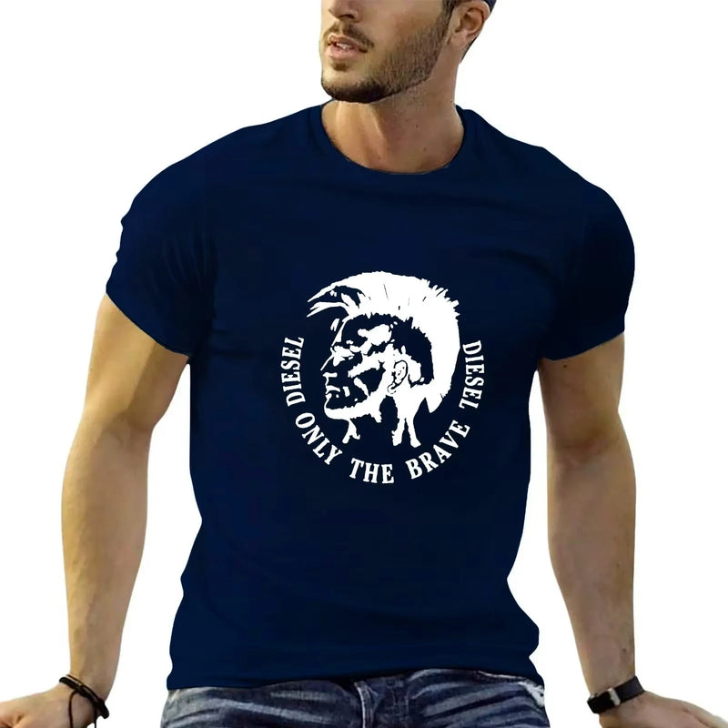Men's Cotton T-shirt Comfortable Round Neck Print Large Size Top.