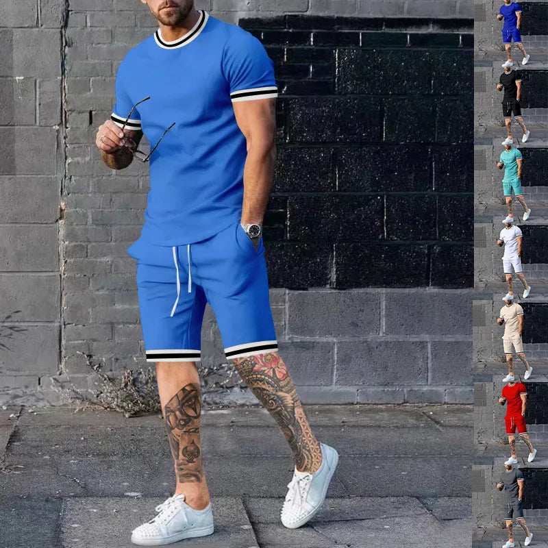2pcs Tracksuit Men Sport Gym Set Quick Dry Training Running Set Male.