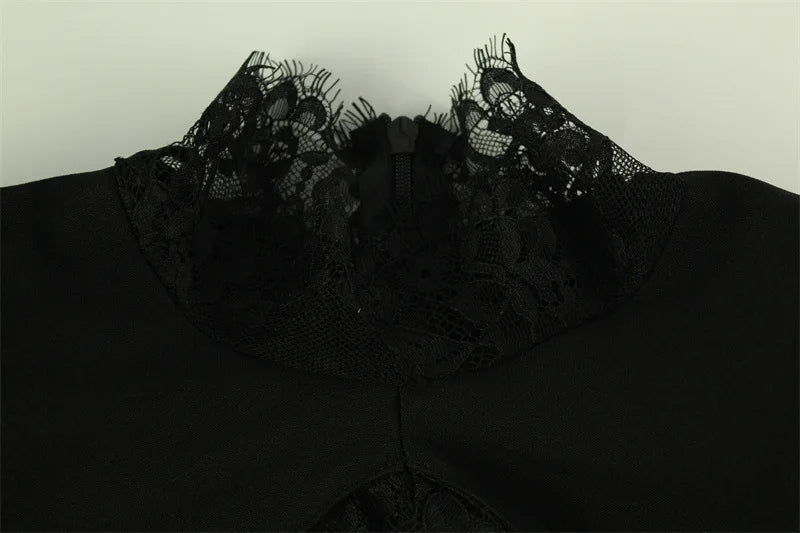 Tornova Sexy Hollow Lace Mini Dress For Women.