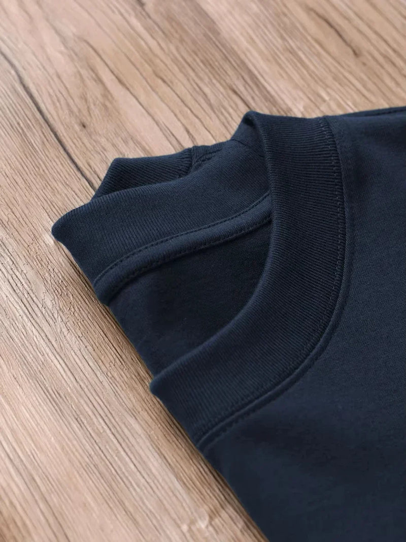 Men's Cotton T-shirt Comfortable Round Neck Print Large Size Top.