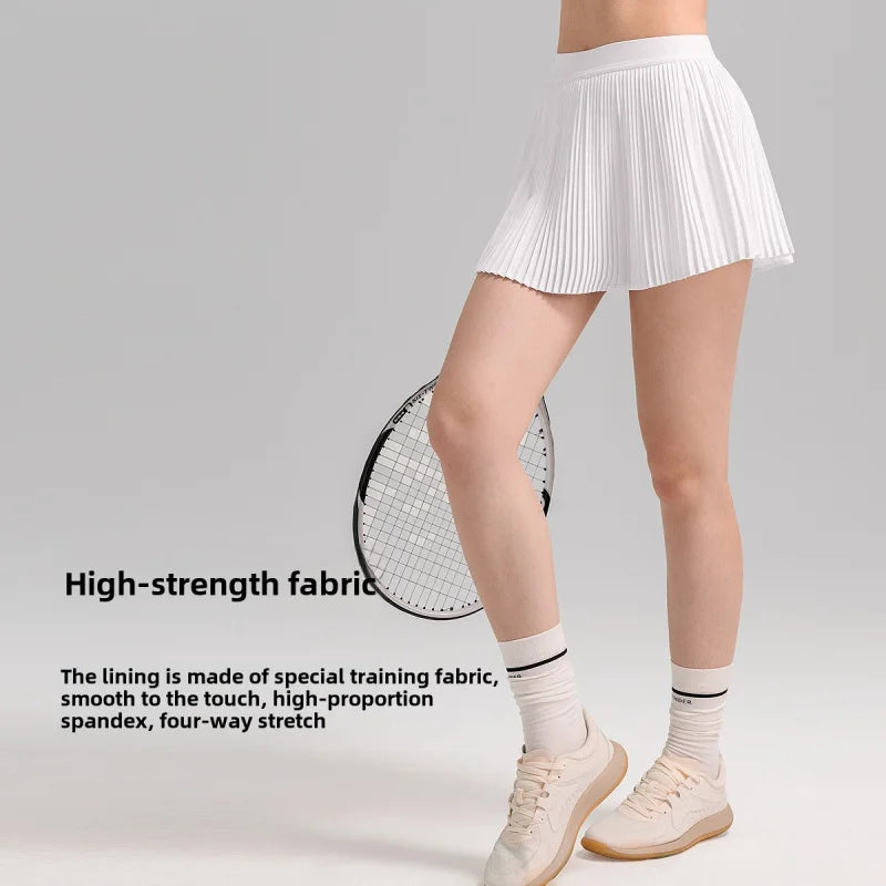 fashionable summer sports shorts women's pleated skirt anti glare short skirt.