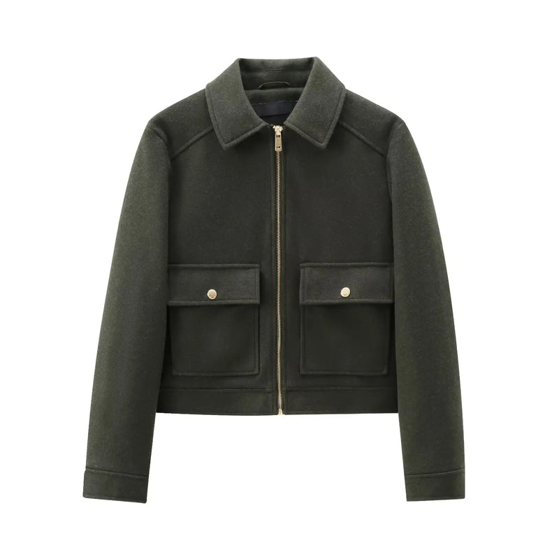 Women's Zipper Jacket Coat New Winter Long Sleeve Pocket Outerwear Coat.