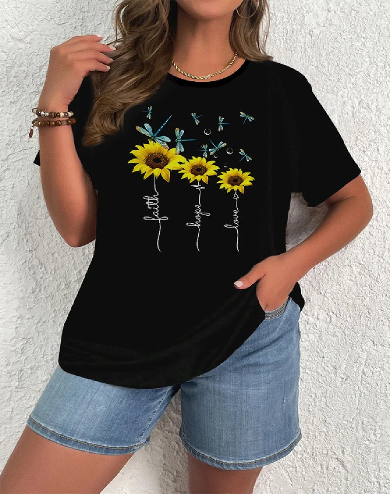 Plus Size Elegant Casual Woman T-Shirt Fashion Loose T-Shirt.