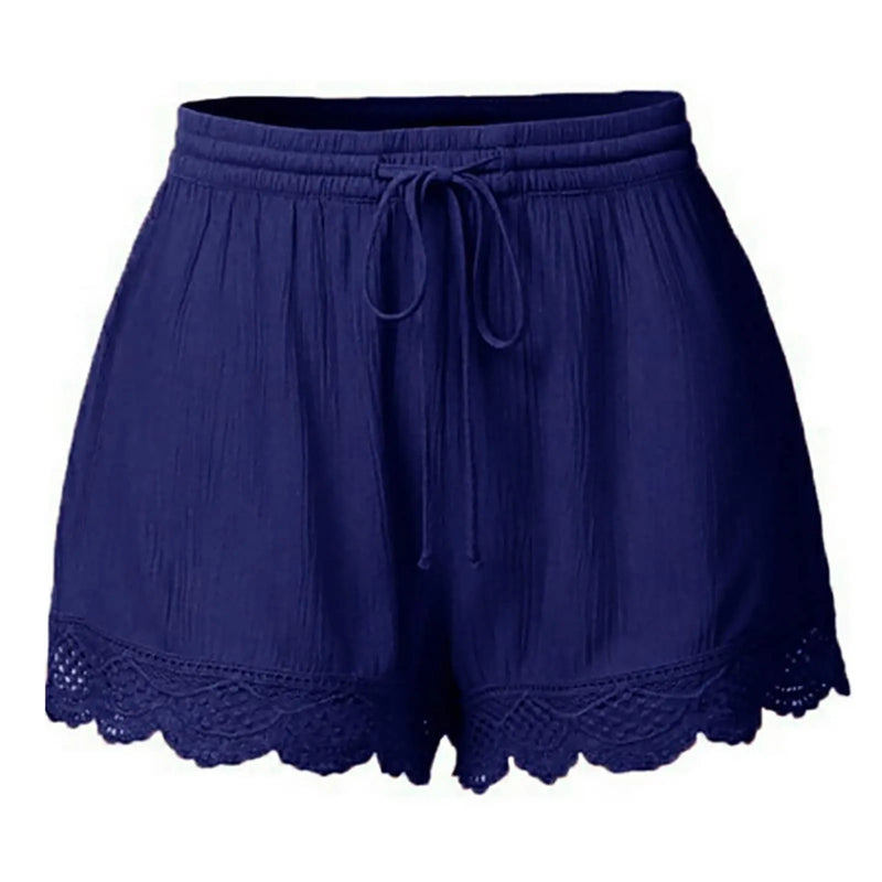 Shorts For Women Ruffle Hem Casual Shorts Plus Size Drawstring  Lace Shorts.
