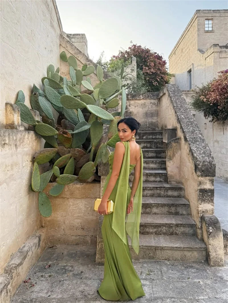 Mozision Satin Backless Sexy Maxi Dress Women Elegant.
