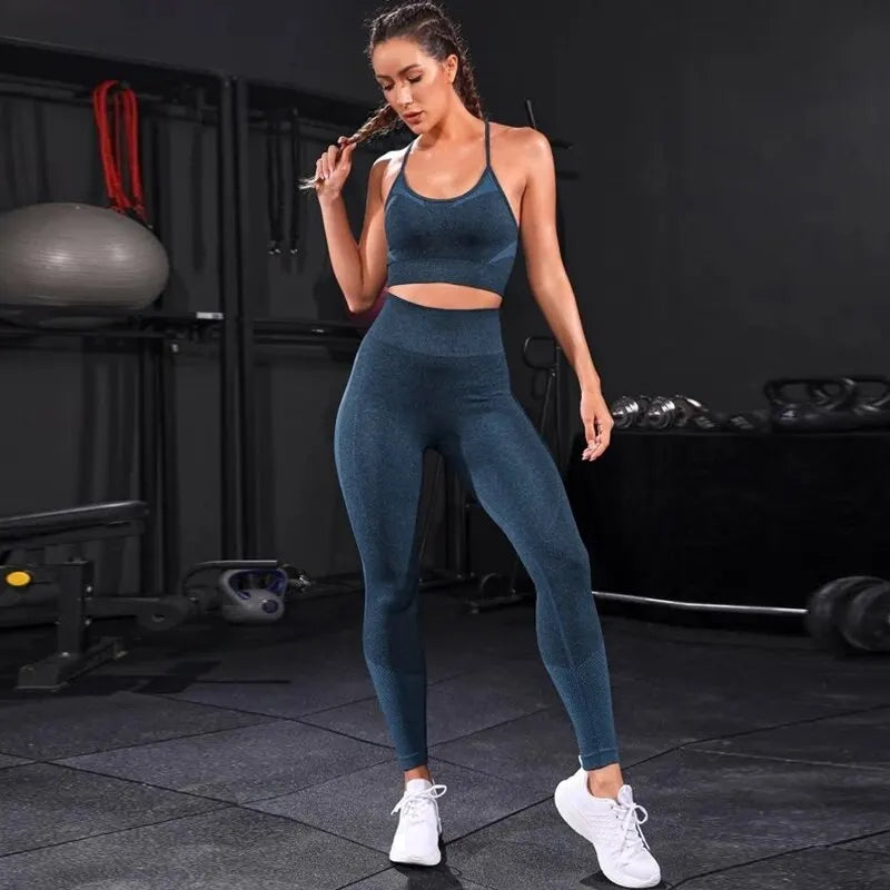 2 Pieces Women's Tracksuit Seamless Yoga Set Workout Sportswear Gym.