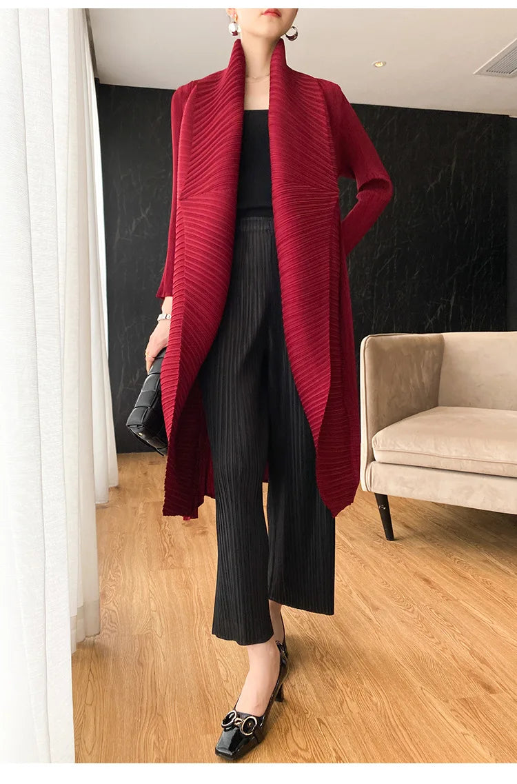 Miyake Pleated Women's Long Jacket.