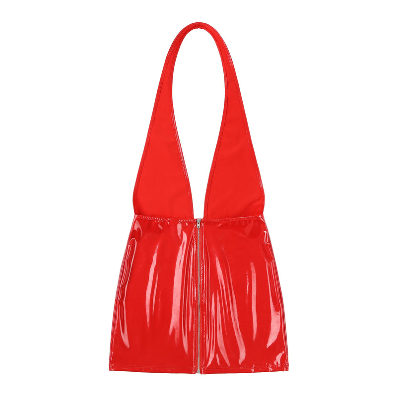 Women’s Skinny Latex Mini Skirt Mini Dress.