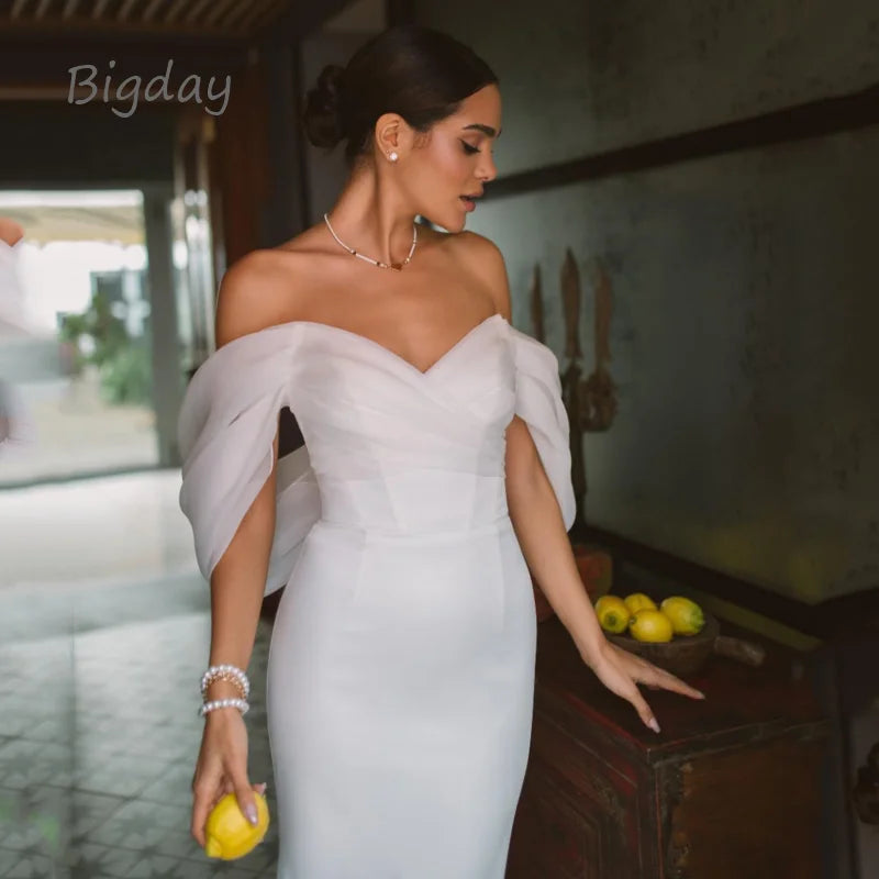 Elegant Sweetheart Mermaid Wedding Dress Women White.