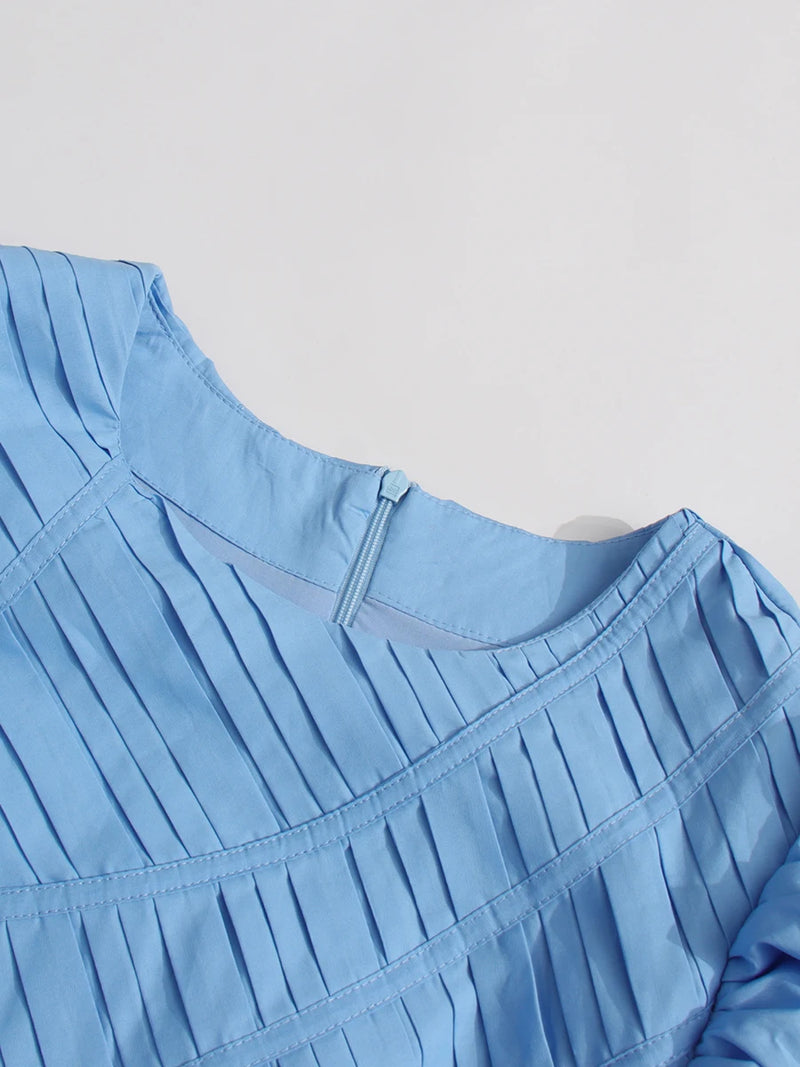 Solid Spliced Folds Irregular Long Dresses for Women.